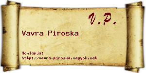 Vavra Piroska névjegykártya